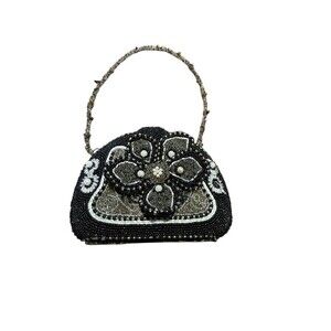 Vintage Fully Beaded Floral‎ Purse Clutch Handbag